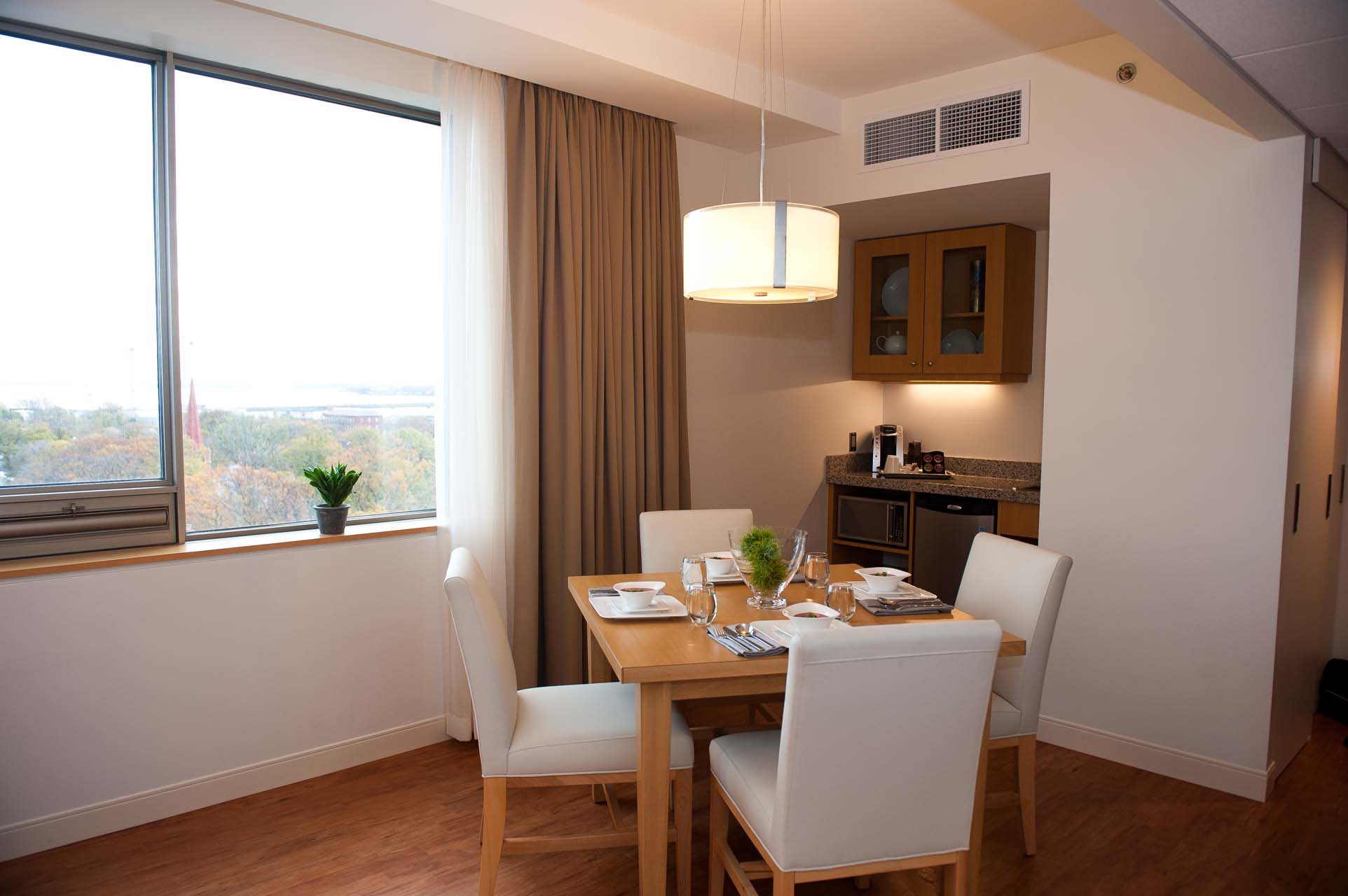 Dining room area beside a window