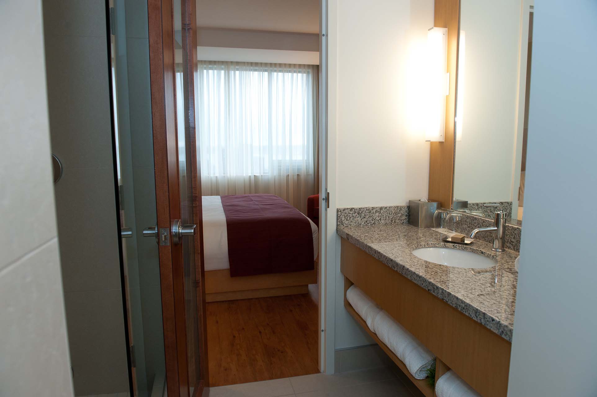 Bathroom entrance from the bedroom