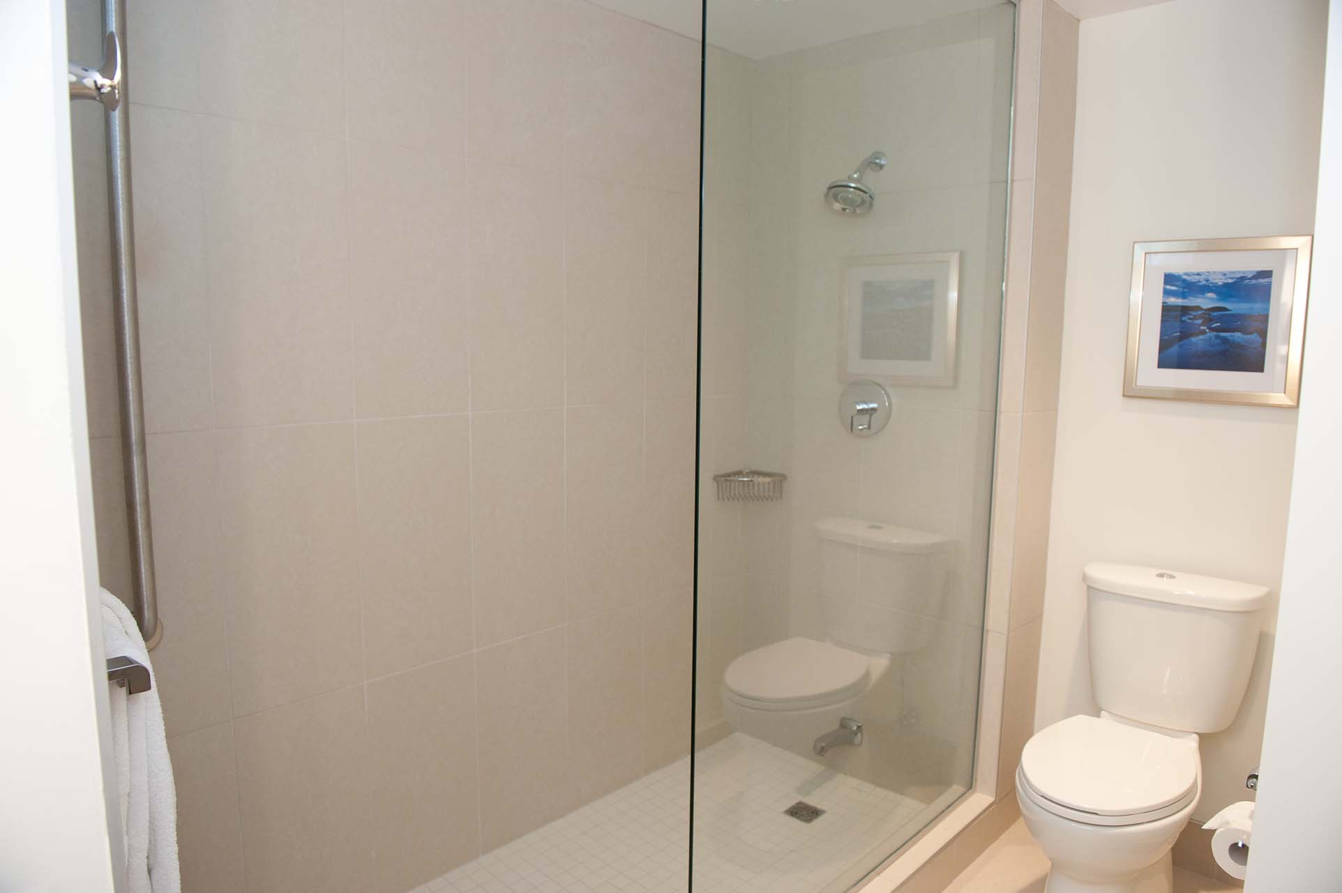 Bathroom with a toilet and a stand-up shower